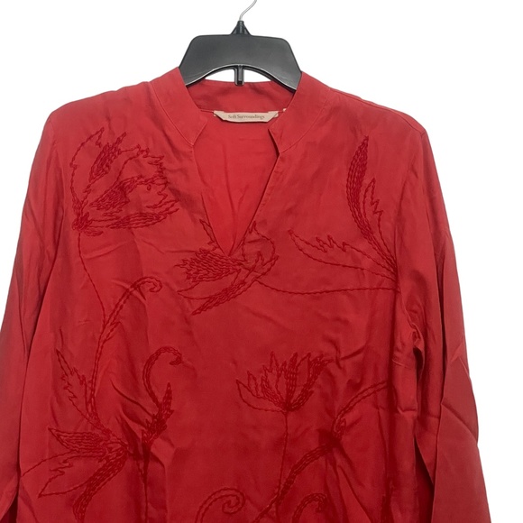 Soft Surroundings M Tunic Embroidered Design Tangerine 100% Lyocell - Picture 6 of 7